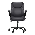 Artiss 2 Point Massage Office Chair Leather Mid Back Grey MOC-C-FZ40-2P-GY