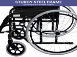 Orthonica 24in Self Propelled Foldable Steel Wheelchair - Black WCR-MAS-003-BK