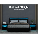 Artiss Bed Frame Queen Size LED Gas Lift Black COLE BFRAME-E-COLE-Q-BK-ABC