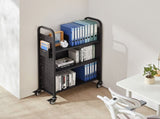 Rolling Library Book Cart, 150 kg Capacity, 77 x 38 x 122 cm Library Cart, Single Sided L-Shaped V952-LXTSGTCHS330DC6LE001V0