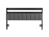 Artiss Double Headboard Charging Station Storage LED Light Grey Upholstered BED-HEAD-ZAK-D-BK
