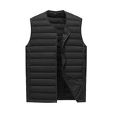 L Black Men's Lightweight Quilted Puffer Vest - Ideal Sleeveless Jacket for Winter Layering V888-ELOSUNG33592