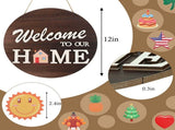 Welcome Sign for Front Door Density Board Hanging Round Plaque Front Door Sign Wreath Decoration for V1294-YM0901-3115240113911