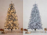 Christabelle 2.1m 7ft Silver Tinsel Christmas Tree Pre Lit Warm White LED Retro Artificial Indo 112_WFLR7