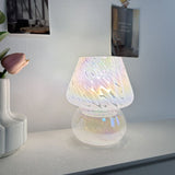 Vintage Speckled All Glass Mushroom Table Lamp - Bedside Soft Ambient Night Light, AU Plug with 3 V888-ELOSUNG55166-5