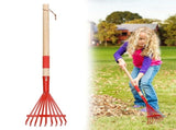 3-Section Adjustable Leaf Rake with Wood & Plastic Handle, Lightweight Small Garden Tool for Yard V1370-AZ4-17149