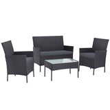 Gardeon 4 Seater Outdoor Sofa Set Wicker Setting Table Chair Furniture Dark Grey ODF-PATIO-17007-GR-AB