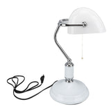 Bankers Table White Glass Vintage Style Desk with Retro Pull Chain Switch Reading Table V1294-YM0901-3119240001511
