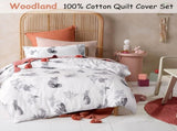 Happy Kids Woodland White Cotton Quilt Cover Set Single V442-HIN-QUILTCS-WOODLAND-WHITE-SB