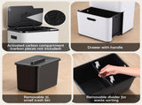Cefito 63L Rubbish Bin 3 Compartment Carbon Steel Split Door Trash Can White RB-63L-3C-WH