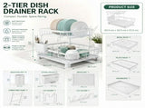 CARLA HOME 2 tier Dish Drying Rack with Drainboard & Utensil Holder for Kitchen V178-36539