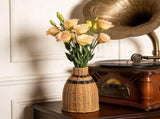 Rattan Vase, Small Braided Boho Vases, Hand Woven Vases Decor, Rustic Farmhouse Round Wicker Vase V1369-AZ3-W-09975