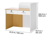 Reception Desk, 80 cm Rectangular Front Counter Table, Modern Office Reception Desk with LED Light, V952-YBQTBSMSJXDLHVT0N001V9