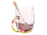 Glass Cup Innovative Flower Tea Cup with Spoon Drink Mug Birthday Christmas Festive GiftsGreen V1294-YM0901-3118210111814