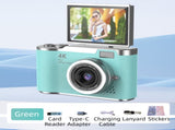 Green 4K Compact Digital CCD Camera for Vlogging & Students - Portable Point and Shoot with 2.4-inch V888-ELOSUNG42186