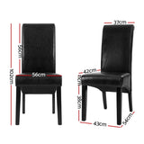 Artiss Dining Chairs Set of 2 Leather Parsons Chair Black UPHO-C-DIN-1016-BKX2