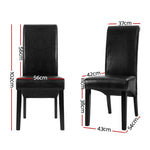 Artiss Dining Chairs Set of 2 Leather Parsons Chair Black UPHO-C-DIN-1016-BKX2