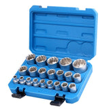 21Pc 12-Point Socket Set 1/2-inch Drive Grip Sleeve Storage Case Metric 8mm-36mm V465-96024