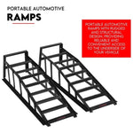 Heavy Duty Portable Car Loading Ramp Set 2000kg Maintenance Steel Frame Pair V379-CARRAMPPAIR001