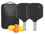 Grey T700 Carbon Fiber Pickleball Paddle Set - 16mm Textured Matte Finish with Oxford Carry Bag & PE V888-ELOSUNG47351