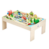Train Table, 84 Multicolor Pieces Kids Activity Table with Collapsible Storage Bin, 3-in-1 V952-CGKHCZ382451O3JQK001V0