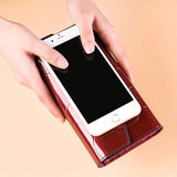 Women'S Genuine Leather Wallet Long Wallet Clutch Large Capacity Wallet - Red - Size m V1347-939-82458-RED-M