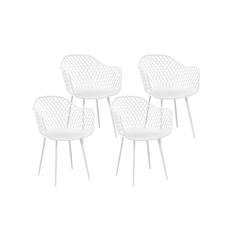 Gardeon 4PC Outdoor Dining Chairs PP Lounge Chair Patio Furniture Garden White ODF-CHAIR-PP130-WH-4X