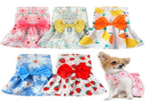 Dog Clothes Girl Dog Dress Little Flower Dog Dress Pet Cat Princess Bow Clothes Cute Dog Summer Set V1366-AZ2-W-13453
