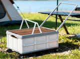 Gardeon Collapsible Outdoor Storage Box 54L Stackable Folding Camping Organizer Wheels Plywood Lid XFEL-OSB-54L-WHEEL-WH