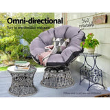 Gardeon Outdoor Lounge Setting Furniture Wicker Papasan Chairs Table Patio Grey ODF-PAPASAN-TBCHX2-GE