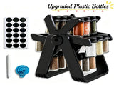 Upgraded Rotating Spice Holder with 18 Plastic Seasoning Bottles, Kitchen Countertop Storage V1221-XM-LB5188-ZS160