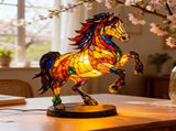 Stained Glass Style Horse Resin LED Table Night Lamp Soft Warm Glow Bedside Decor Light, Bedroom V1366-AZ2-W-16975