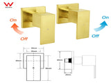 Brushed Gold Dual Square 8" Rain Shower Head 3 Mode Handheld Sliding Rail Arm Twin Taps Set V1233-SC842GHS002M4CGKSS108GCPF0272AG