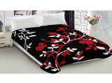 Lylac Homewares 800GSM Luxury Reversible Mink Blanket Flore Queen V442-LYL-BLANKET-2024FLORE-BLACK-QS