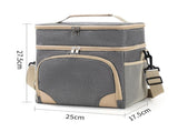 Grey Dual Layer Insulated Lunch Bag 12L Large Capacity Cooler Tote with Adjustable Strap Leakproof V888-ELOSUNG40709