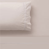 Accessorize White/Natural Piped Hotel Deluxe Cotton Sheet Set Super King V442-HIN-SHEETS-HOTELPIPED-WHITENATURAL-SK