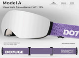 Magnetic Ski Goggles HD Anti-Fog Spherical Lens, UV400 Protection for Snow Sports, Compatible V1341-ZY-VCLGH5NH-L