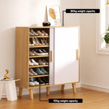 Artiss Shoe Cabinet 30 Pairs Sliding Doors FUR-T-SHOE-SLD01-WD-AB