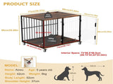 Anti-Bite Glass Indoor Dog Cage - Modern Furniture Style Dog Kennel End Table with Lockable Wheels V767-P-XGB-12M