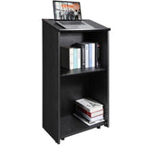 Podium Stand, 47 in Hostess Stand with 4 Rolling Wheels, Wood Podium with Storage Shelves, and Slant V952-CTSJTHSYMDF47ZN65V0