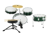 Karrera Mini 4-Piece Children Drum Kit Set Wooden with 2 Toms Bass Pedal Snare Stool Metallic G 4PC-DRUM-GN