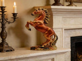 Auspicious Fire Horse Figurine, Standing Stallion Statue, Hand-Polished Mirror Finish, Home and V1192-AZ-W-24355