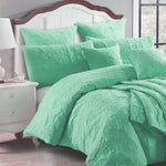 Georges Fine Linens Marguerite Quilt Cover Set Wave Green - Super King V442-MFL-QUILTCS-MARGUERITE-WAVEGREEN-SK