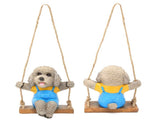 Swing Animal Hanging Teddy Dog Cartoon Garden Decoration Pendant Style Resin Statue CraftsGray V1294-YM0901-3111210157612