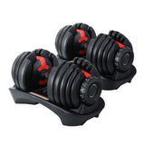 Everfit 24kg Dumbbells Adjustable Dumbbell Weight Plates Home Gym 2pcs FIT-K-DB-24KGX2