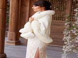 Imitation Mink Collar Knit Shawl Autumn/Winter Retro Cape, Elegant, Versatile, and V1232-FLDMWT003