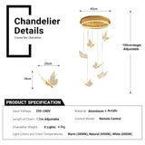 BAMDECOR LT05 6 Nordic Butterfly Luxury Chandeliers Pendant Lights for Villa Stair Home Decoration V255-BAM-LT05-06H-GOLD