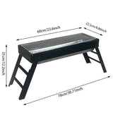 Portable foldable barbecue grill with adjustable height and built-in side rack - heavy-duty metal V1102-HELZ-002