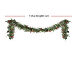 Jingle Jollys 3M Christmas Garland Pre-lit LED with Pine Cones Xmas Decor Green XM-TR-GAR-BR-3M-LED