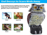 Owls to Scare Birds Squirrels Away,Owls to Frighten Birds 360 Degree Rotating Head,Plastic Owl V1370-AZ4-05834